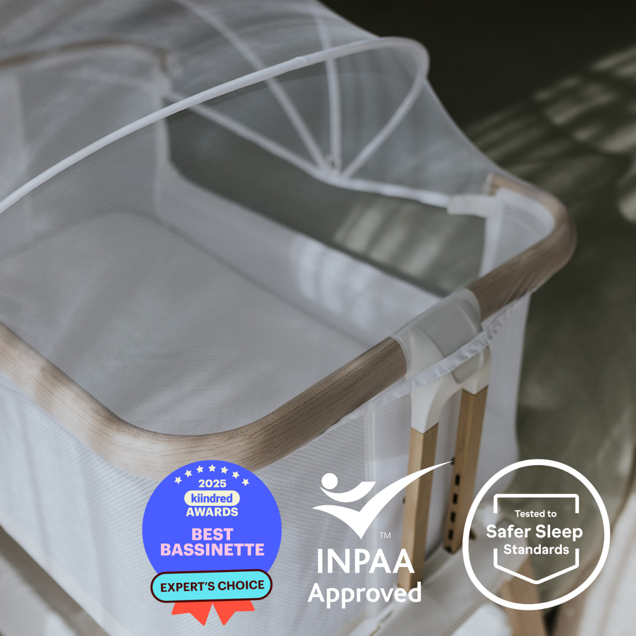 Alfie² Bedside Bassinet - Beige/Natural