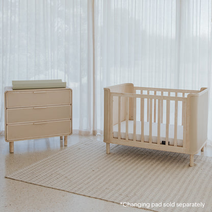 Seaford Nursery Package - Cot & Chest. Whitewash
